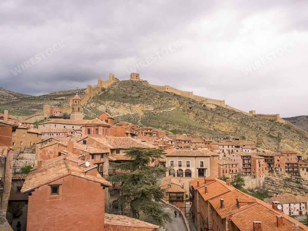 A top view of Plaza Mayor Albarracín Albarracín in Spain