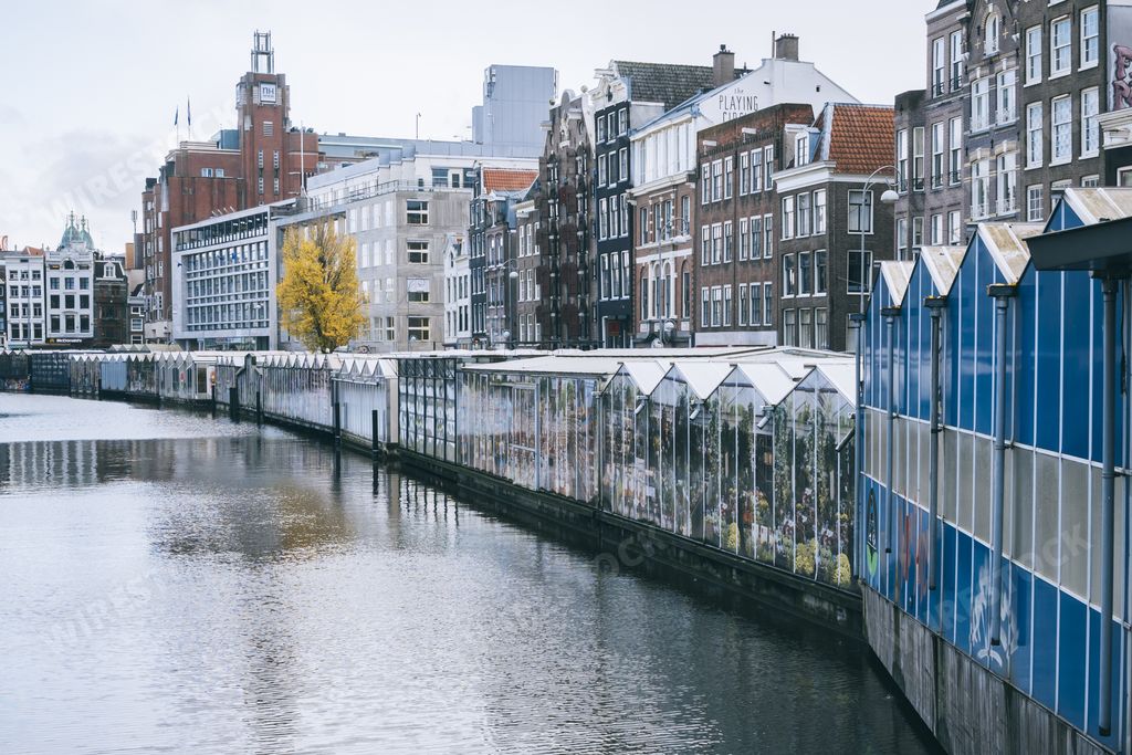 A beautiful view of the Singel Canal in Amsterdam, Netherlands