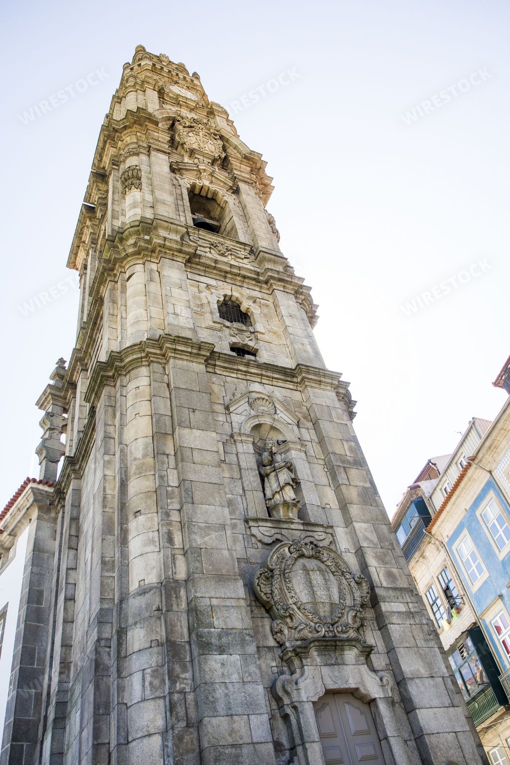 A low angle shot of Clérigos Church in Porto, Portugal