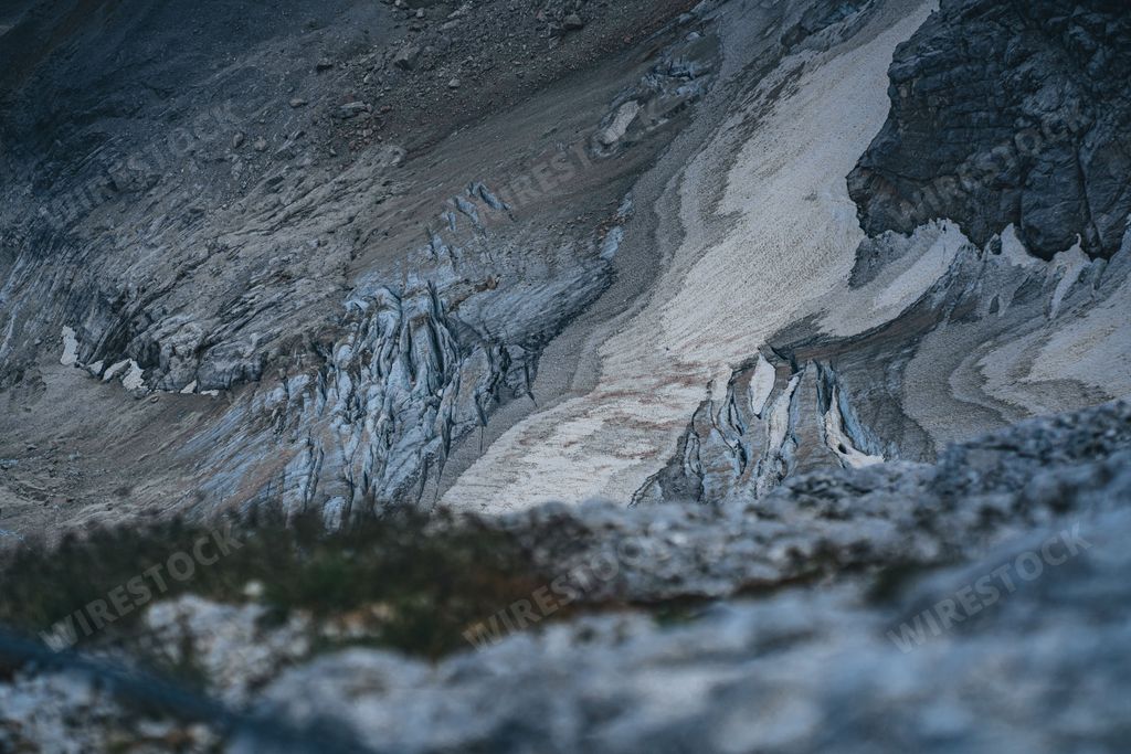 A beautiful view of glacier on top of zugspitze, the biggest mountain in germany