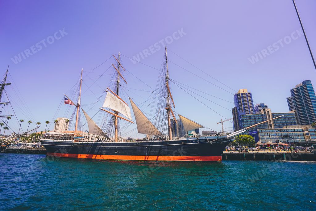 A pirate ship named "Star of India" in San Diego coast