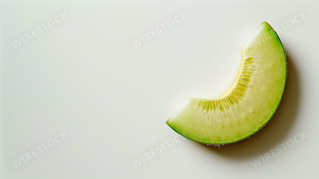 An AI generated illustration of A slice of fresh green melon on a white background.