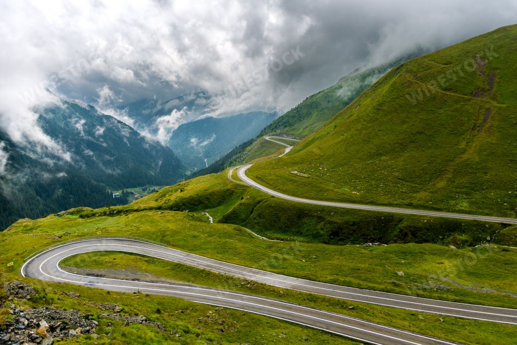 The famous Transfagarasan road and mountain landscape in Romania