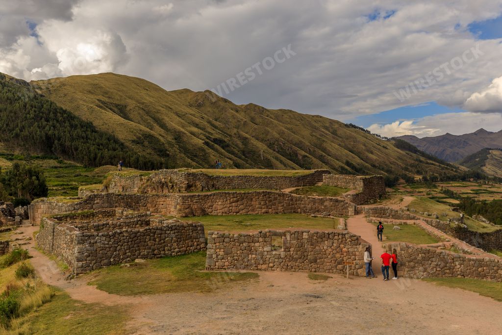 The tourists at Puka Pukara Archaeological Complex, Cusco, Peru