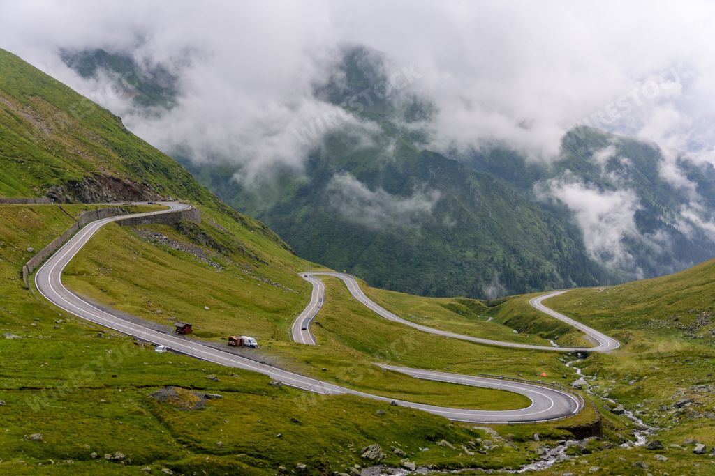 The famous Transfagarasan road and mountain landscape in Romania