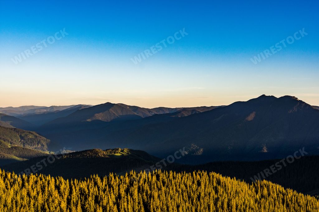 Scenic Rarau mountains at sunrise, Romania