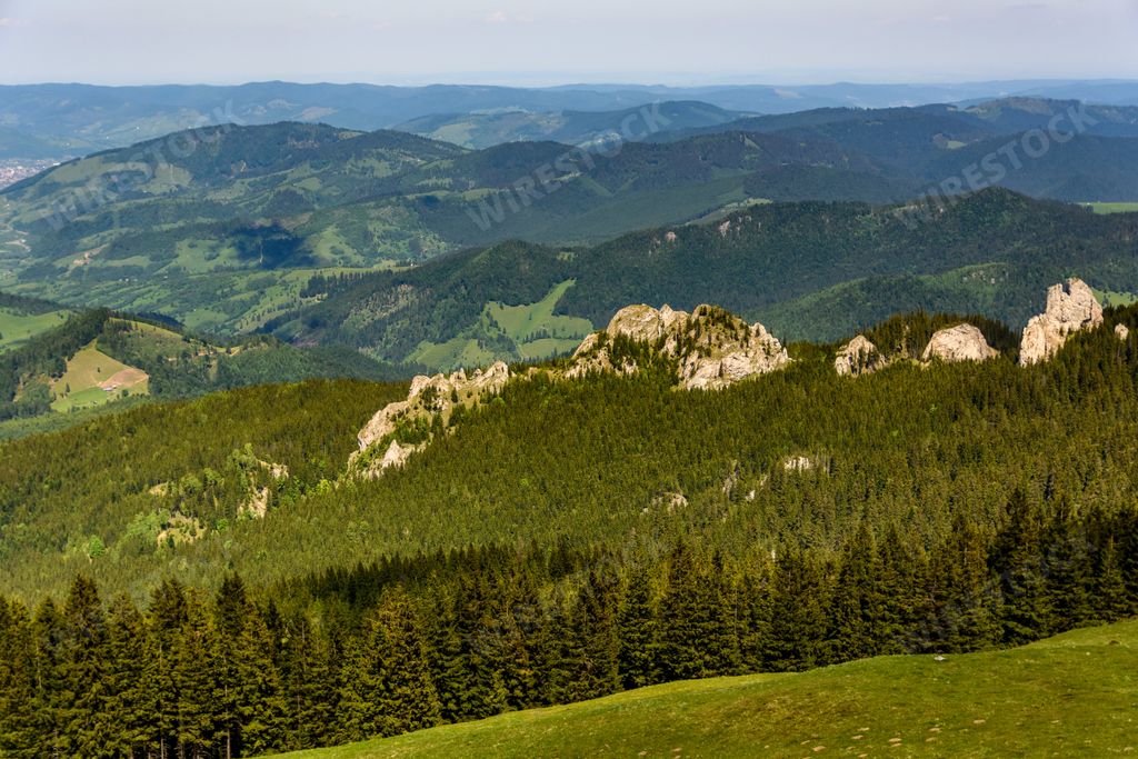 Scenic green valleys of Rarau Mountains, Romania