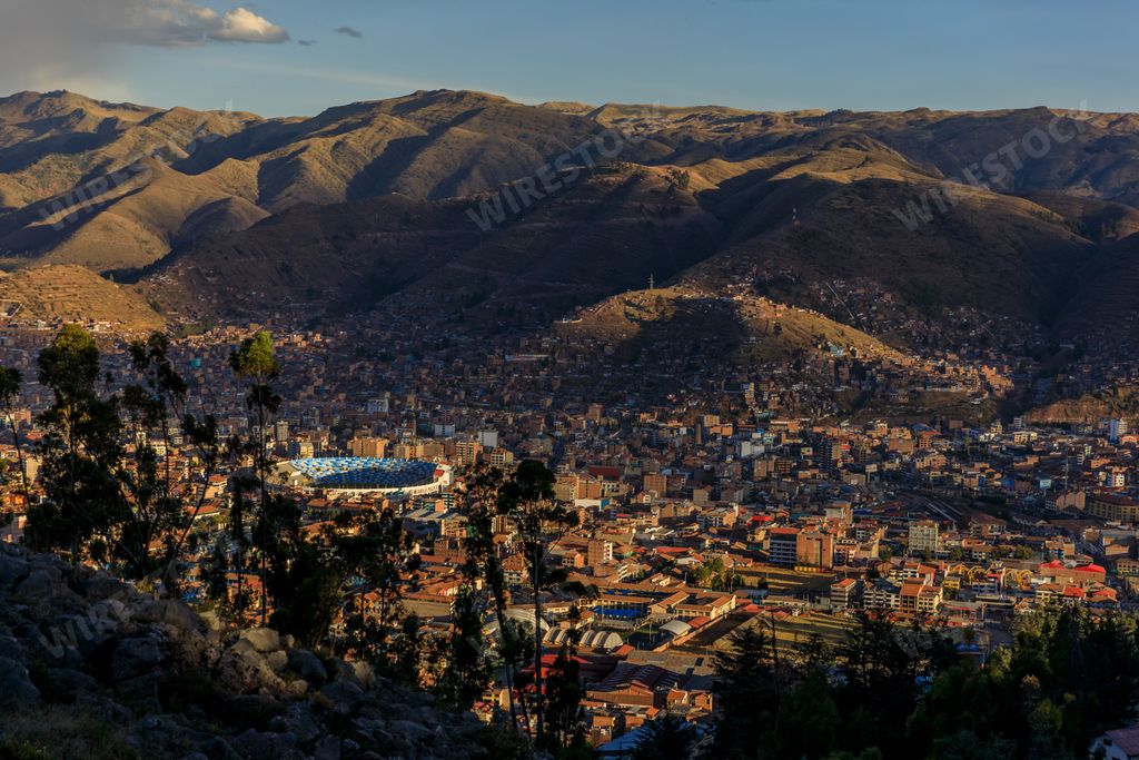A city view of Cusco from the Q'enco Archaeological Complex in Peru