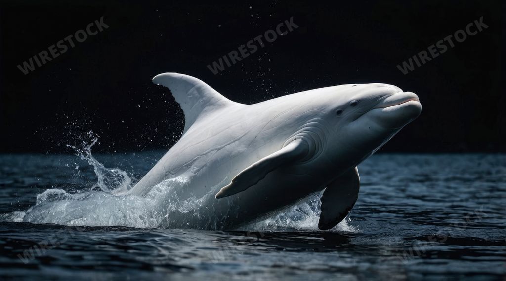 An AI generated illustration of A dolphin swimming in the ocean with its head above water