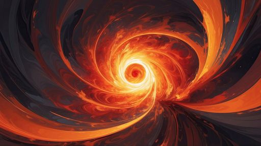 Abstract fiery swirl with vibrant orange and yellow colors creating a ...
