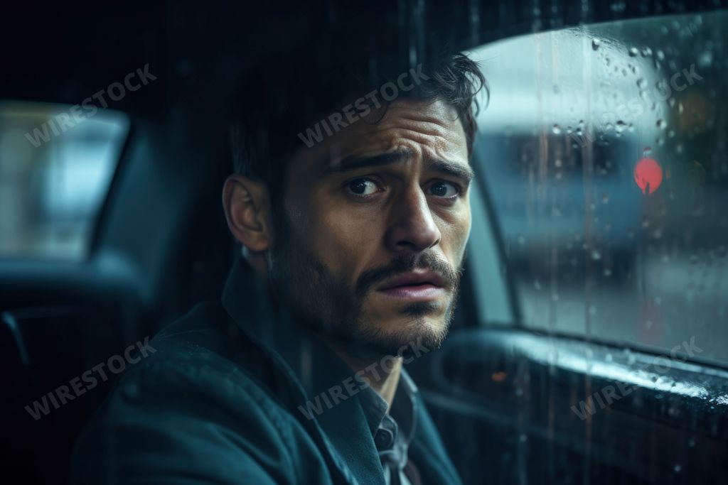 An AI generated illustration of a man in the driver's seat of a vehicle