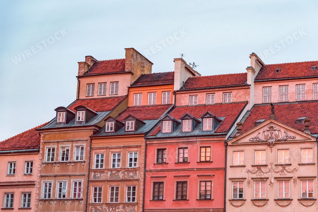 A section of the old buildings in the main square of Warsaw Old Town