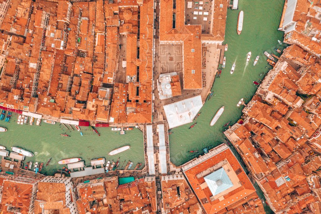 An aerial view of St Mark square in Venice