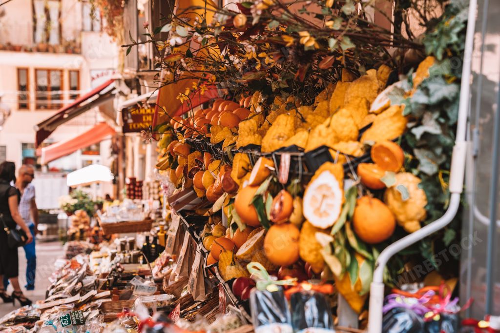 A street market in Taormina, Italy