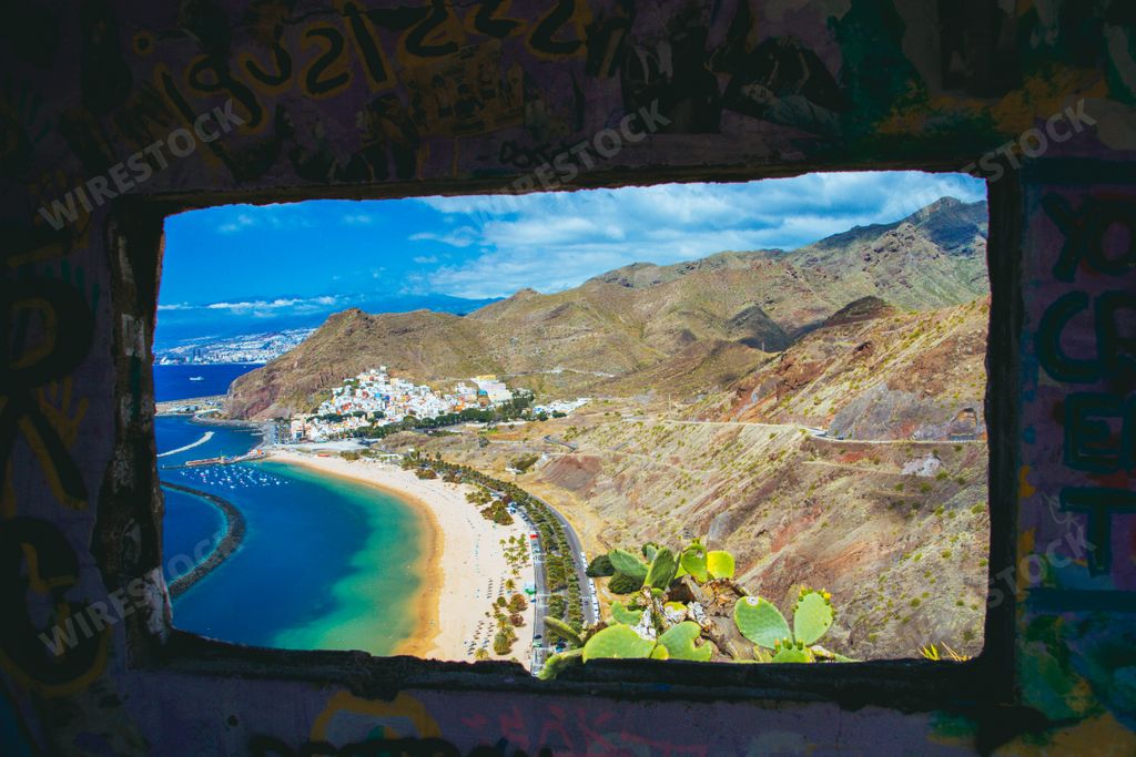 A beautiful aerial view of the Teresitas beach view on Tenerife island