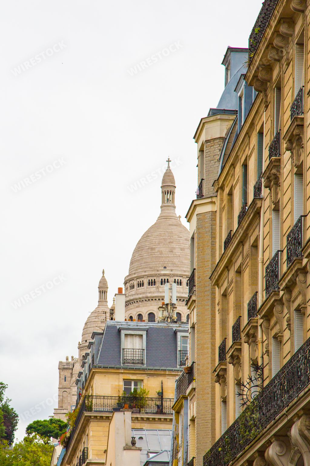 A vertical shot of a narrow street with historic buildings in Paris, France