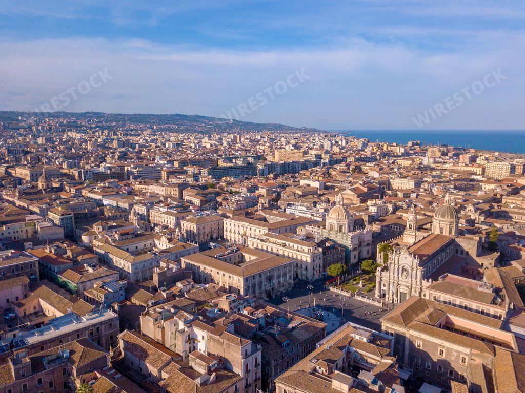 An aerial view of the old town of Catania, Sicily