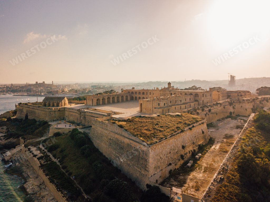 A beautiful aerial view of the Manoel island fortress near Valletta, Malta