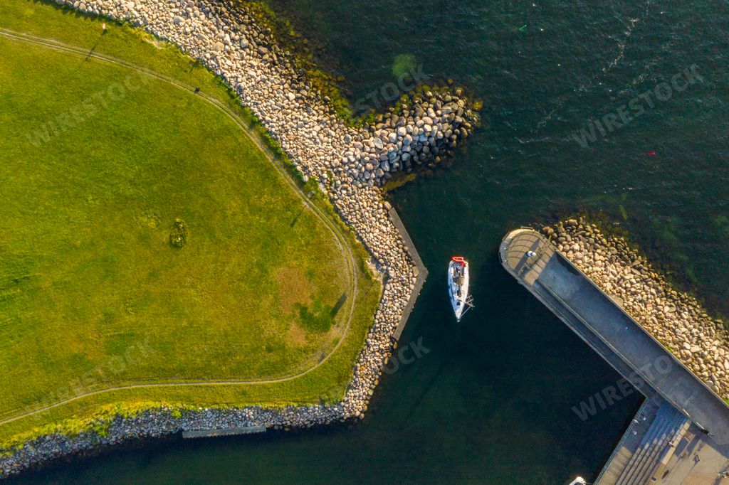 A scenic aerial view of the Vastra Hamnen also know as The Western Harbor from Malmo, Sweden