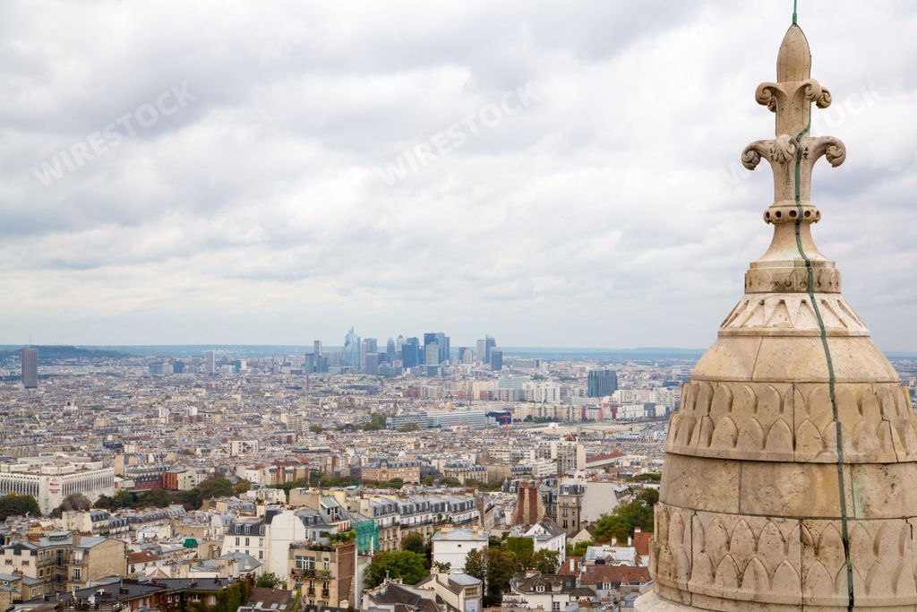 An aerial view of the beautiful City of Paris from the Sacre Coeur Basilica