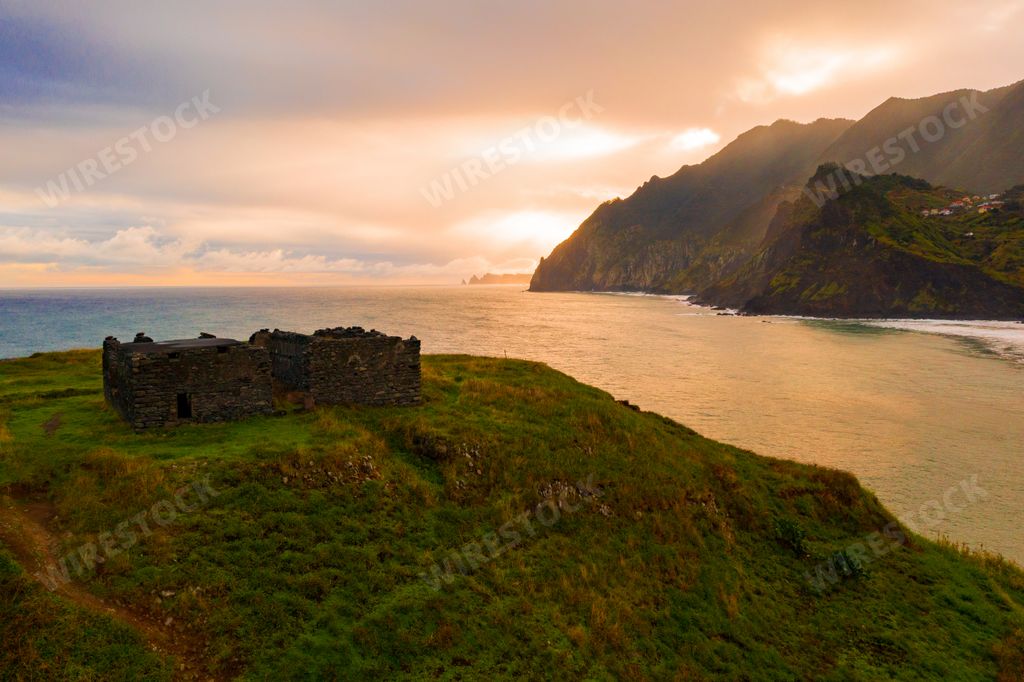 An amazing sunset on Ponta de Sao Lourenco, the island of Madeira, Portugal