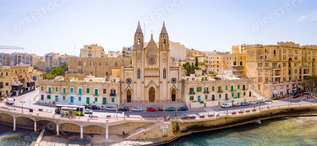 An aerial shot of Balluta Bay, Saint Julians