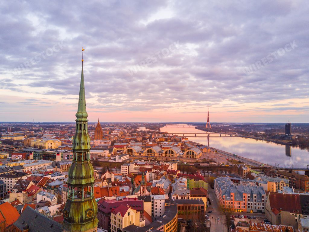 An aerial shot of the beautiful city of Prague, Czech Republic