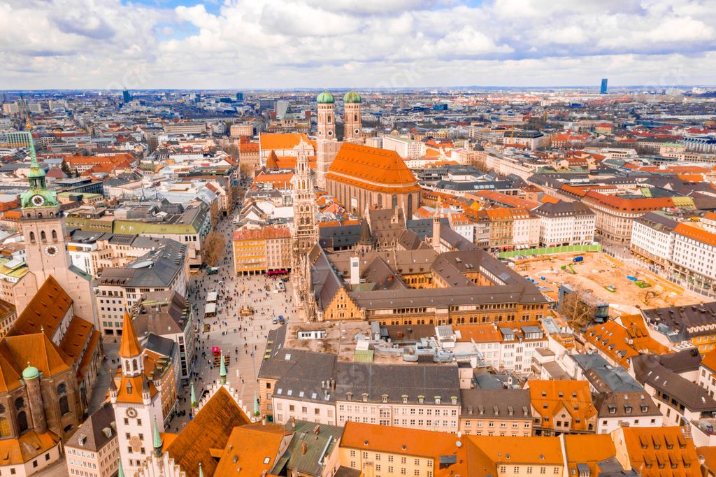 An aerial view of beautiful Munich, Germany