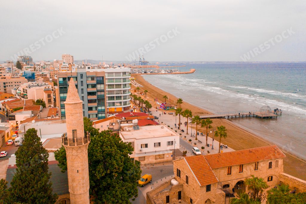 An aerial view of the Zygi fishing village port, Larnaca