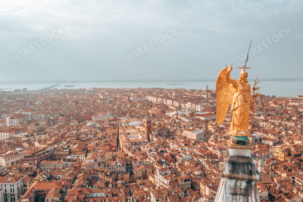 An aerial shot of Venice, a beautiful cityscape, Italy