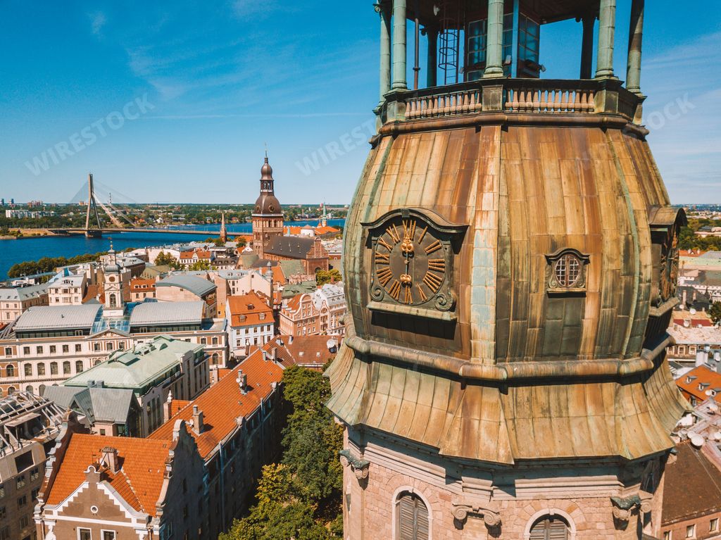 A view of Riga city from a clock tower of St. Peter's Church