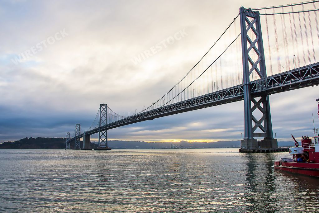 The San Francisco downtown under Bay Bridge, USA