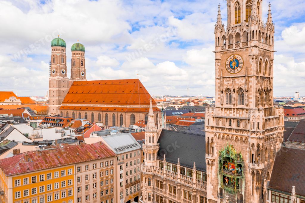 The New Town Hall clock tower in Munich, Bavaria, Germany