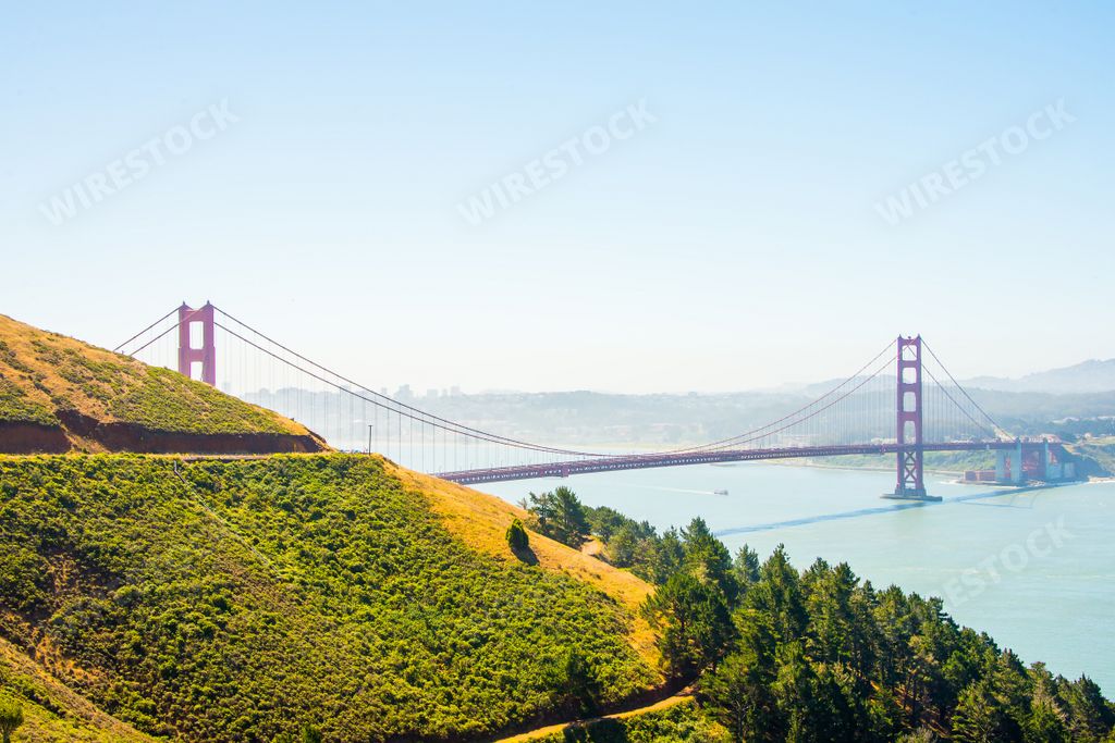 A beautiful view of the San Francisco Bay with the Golden Gate Bridge