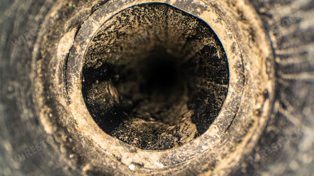 A dirty tube closeup shot from the inside