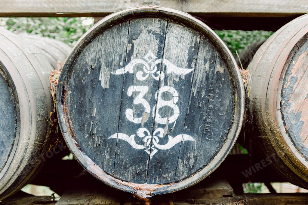 An old stocked wooden keg of beer