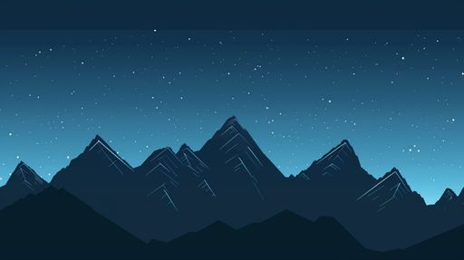 An AI generated illustration of minimalistic snow-covered mountains under a starry night sky