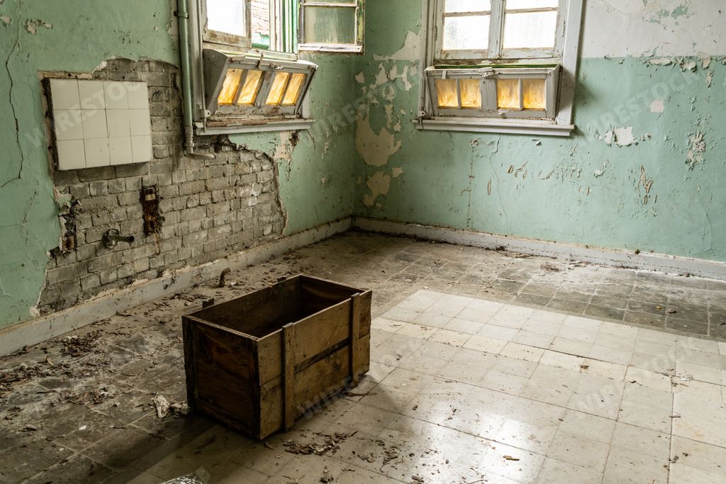 A closeup shot of the Interior of Amiantos abandoned hospital in Cyprus