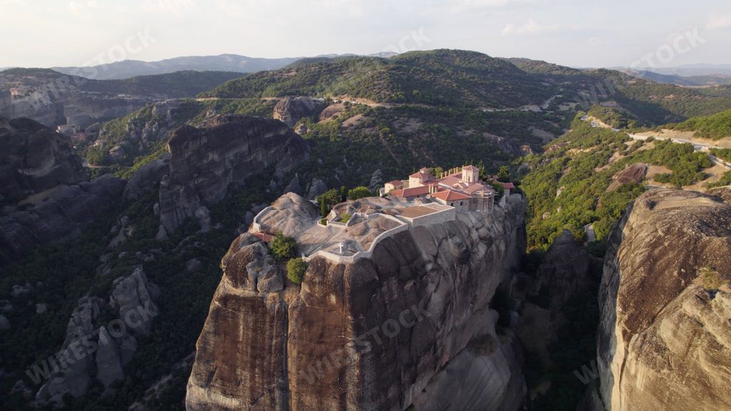 An aerial view of monastery of Holy Trinity in Meteora