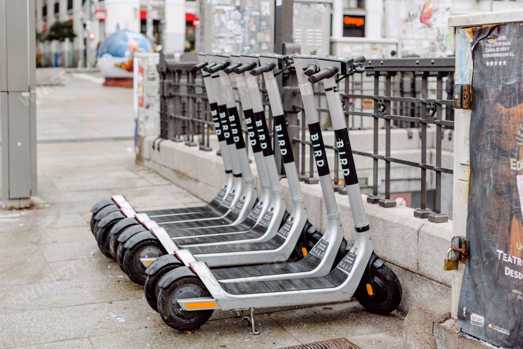 Scooter rental for public transportation in Madrid, Spain.