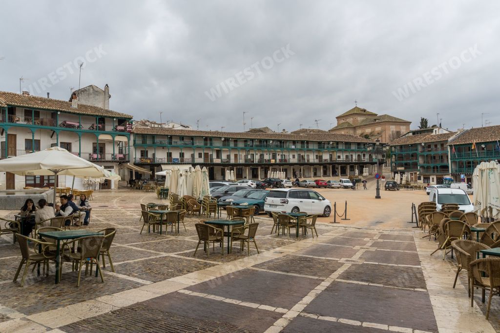Main square Plaza Mayor in the town of Chinchon near Madrid, Spain.