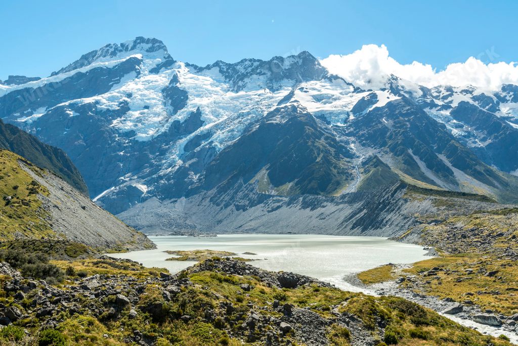 The Hooker Valley Track in Mt Cook National Park, South Island, New Zealand