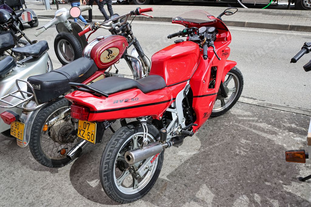 The various classic motorcycles from various manufacturers Vespa, Zundapp, Famel XF, Piaggio, Sachs V5