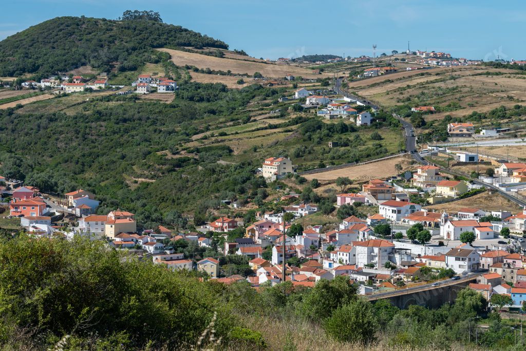 A beautiful landscape over the historic village of Cheleiros in the municipality of Mafra, Portugal.