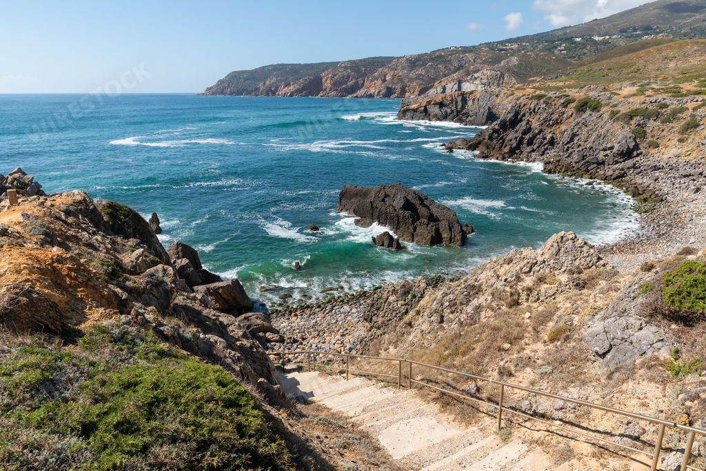 A closeup shot of the Abano beach in Sintra Cascais Natural Park, Portugal