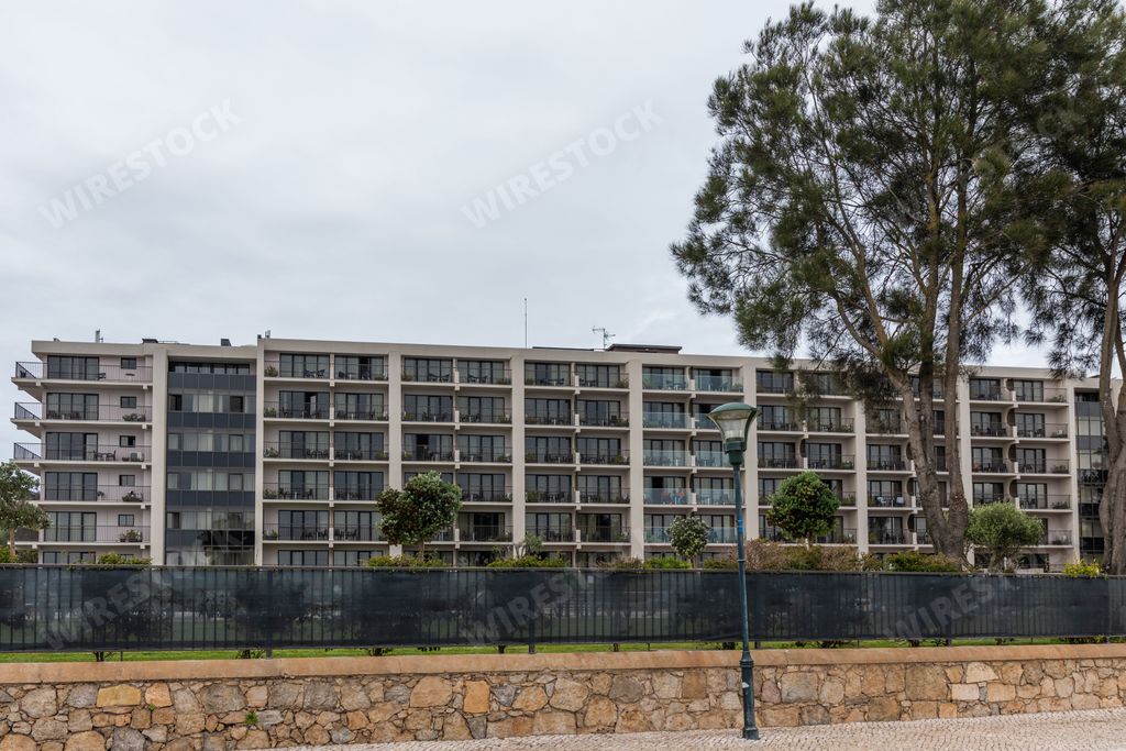 The view of the 4-star Vila Gale Cascais Hotel against cloudy sky, Portugal