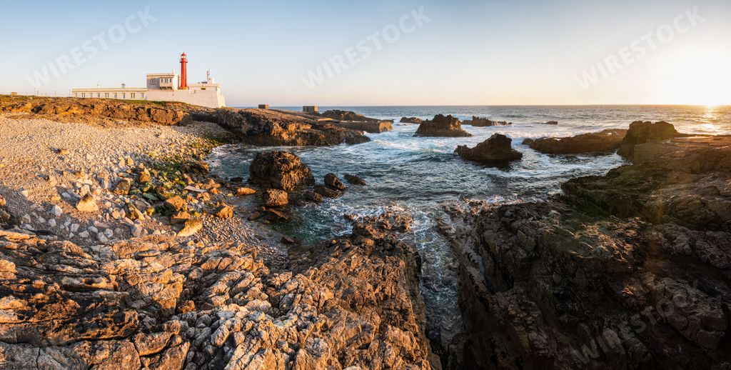 A low angle shot of Cabo Raso lighthouse along the coast of Cascais in Portugal