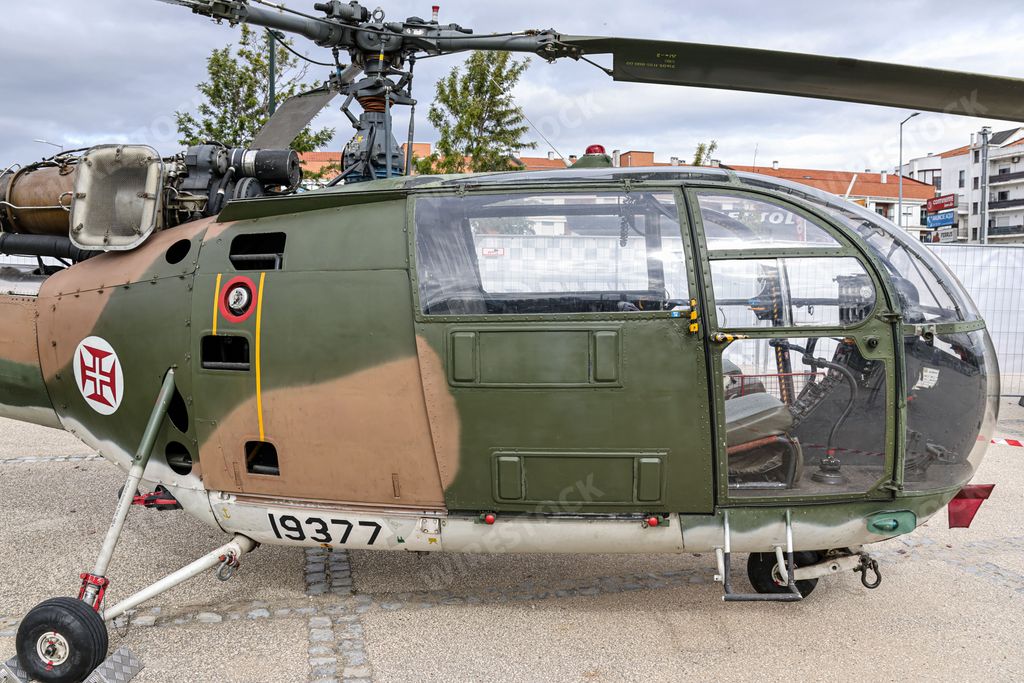 A military helicopter in the service of the Portuguese army in the park