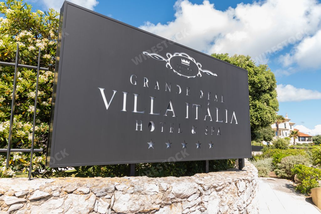 A sign of the 5 star luxury hotel Grande Real Villa Italia Hotel & Spa in Cascais, Portugal