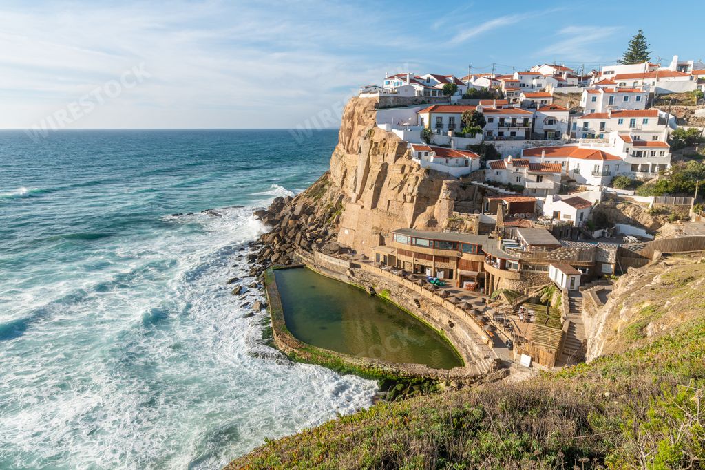 A beautiful shot of the oceanic pool in the village of Azenhas do Mar in Sintra, Portugal